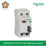 mcb-schneider-ez9d34632-1p+n-32a-4.5ka-30ma