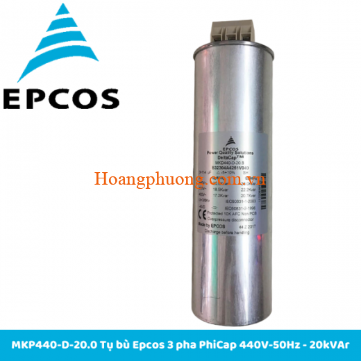 MKP440-D-20.0Tụ bù Epcos 3 pha PhiCap 440V-50Hz - 20kVA Tụ bù 3P 20kVAr Epcos 440V-50Hz