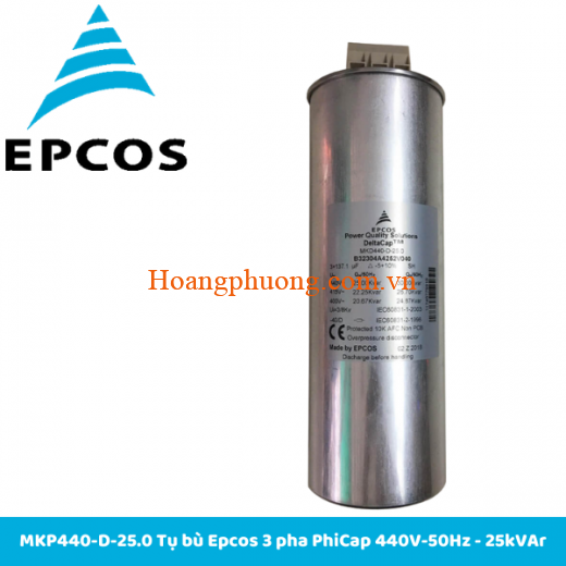 MKP440-D-25.0 Tụ bù Epcos 3 pha PhiCap 440V-50Hz - 25kVA Tụ bù 3P 25kVAr Epcos 440V-50Hz