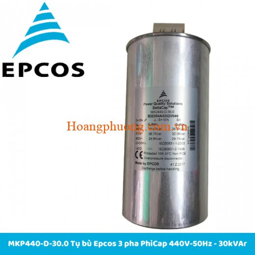 MKP440-D-30.0 - Tụ bù Epcos 3 pha PhiCap 440V-50Hz - 30kVA Tụ bù 3P 30kVAr Epcos 440V-50Hz