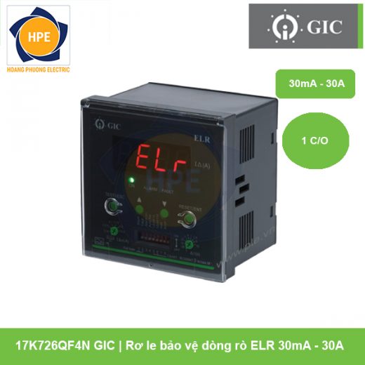 Rơ le bảo vệ dòng rò ELR 30mA-30A 17K726QF4N GIC Rơ le bảo vệ dòng rò ELR 30mA-30A 17K726QF4N GIC