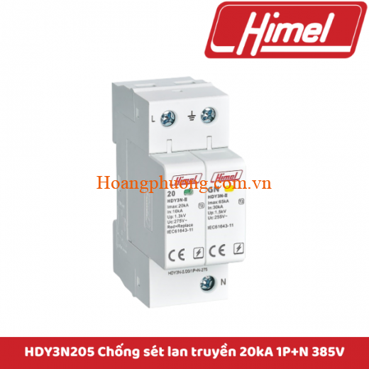 HDY3N205 Chống sét lan truyền 20kA 1P+N 385V