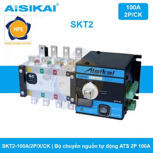 Bộ chuyển nguồn tự động ATS 2P 100A AISIKAI SKT2 SKT2-100A/2P/X/CK - Chuyển nguồn tự động ATS 2P 100A