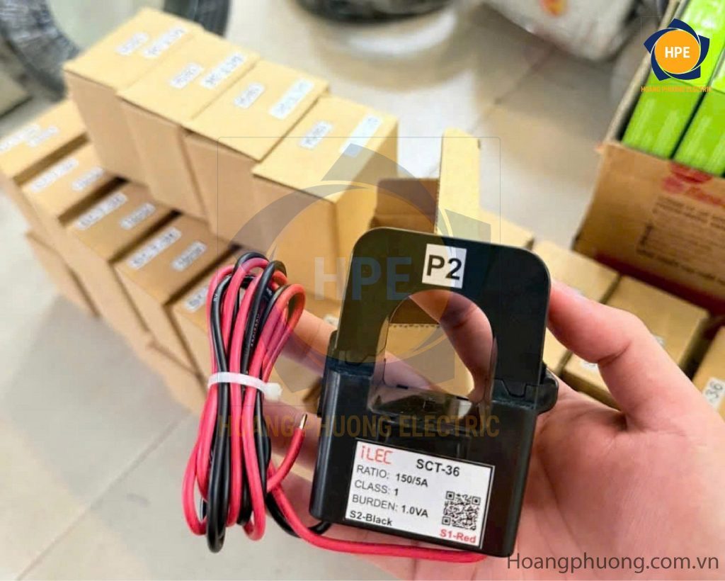 Ảnh biến dòng SCT24 50/1A, CT đo lường hạ áp, Class 1.0, công suất 1.5–2VA, lỗ xuyên 24mm, thứ cấp 1A hoặc 5A.