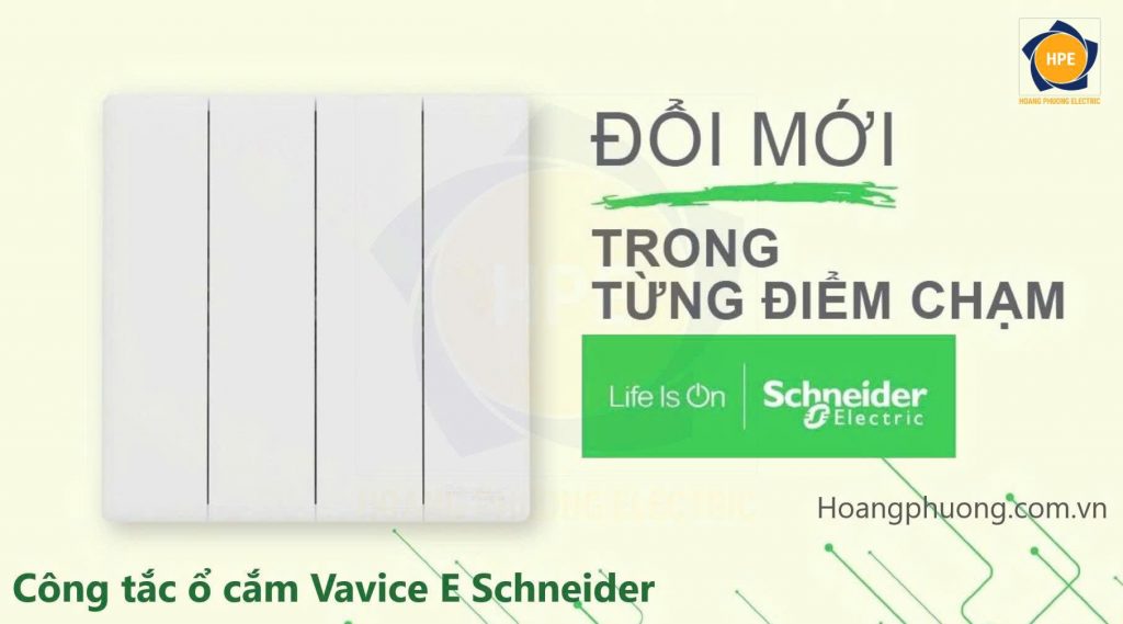 Công tắc ổ cắm Schneider Vivace E thế hệ mới – thiết kế phẳng, tinh tế, độ bền cao, đổi mới trong từng điểm chạm. Phân phối chính hãng tại Thiết bị điện Hoàng Phương.