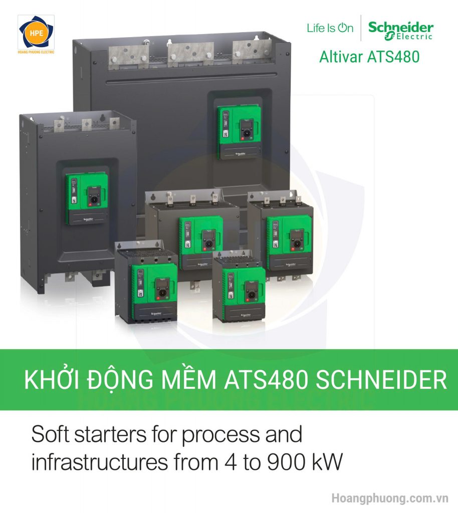 Khởi động mềm ATS480 Schneider là dòng sản phẩm mới nhất của Schneider Electric, ra mắt nhằm thay thế cho dòng ATS48 trước đây. ATS480 mang đến khả năng khởi động và dừng động cơ êm ái, giảm sốc cơ khí, hạn chế dòng khởi động và tích hợp nhiều tính năng thông minh giúp tối ưu hiệu suất và bảo vệ hệ thống. Đây là lựa chọn hàng đầu cho công nghiệp nặng, trạm bơm, HVAC, khai thác mỏ, dầu khí và nhà máy sản xuất lớn.