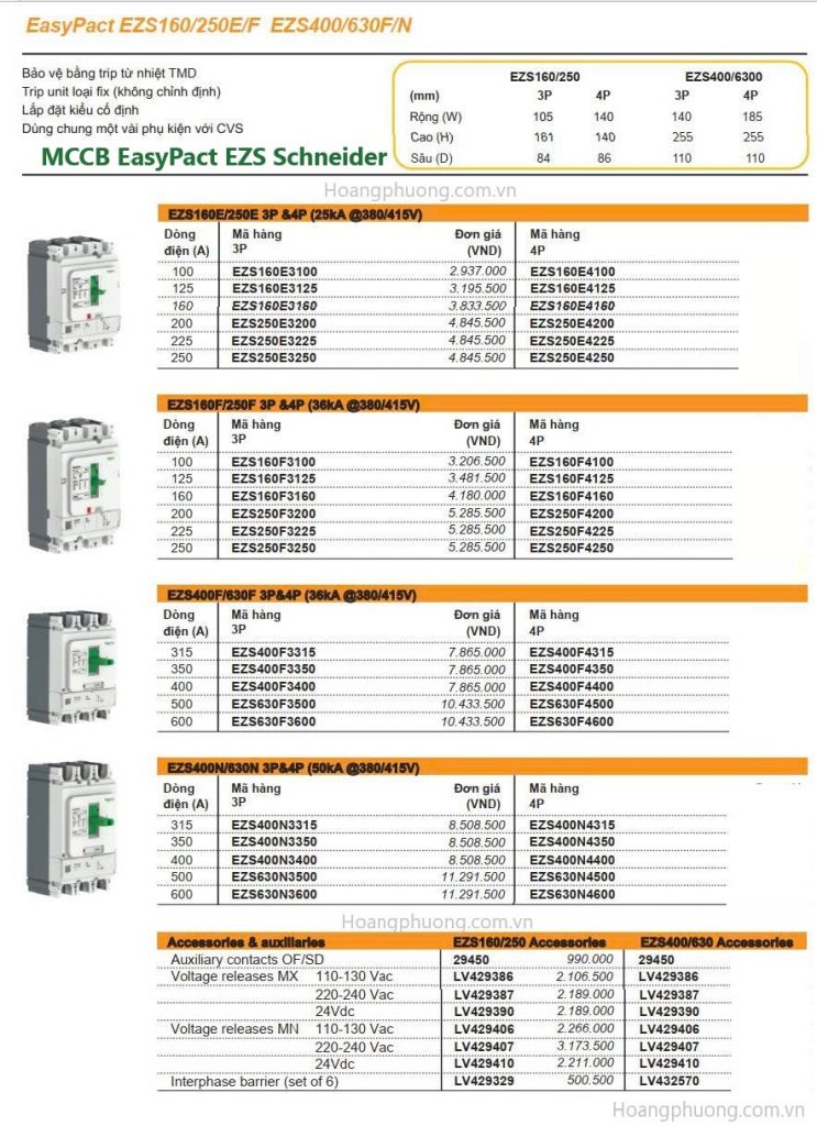 MCCB Schneider EasyPact EZS – Giải pháp aptomat khối kinh tế cho công nghiệp
