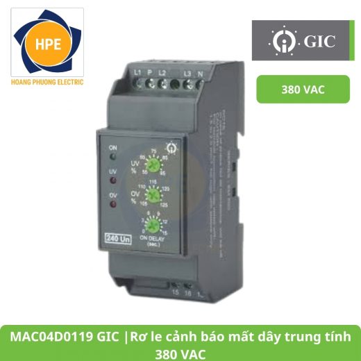 MAC04D0119 GIC Rơ le cảnh báo mất dây trung tính 380 VAC